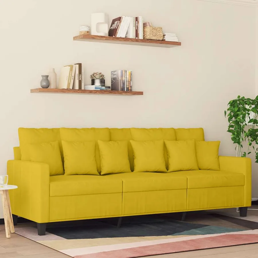 Canapé à 3 places Jaune 180 cm Velours