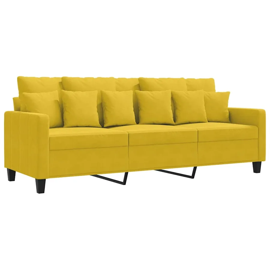 Canapé à 3 places Jaune 180 cm Velours - 2