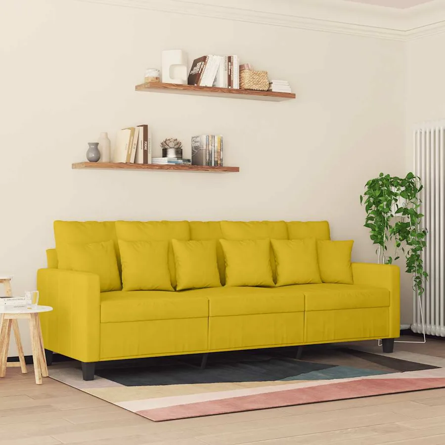 Canapé à 3 places Jaune 180 cm Velours - 3