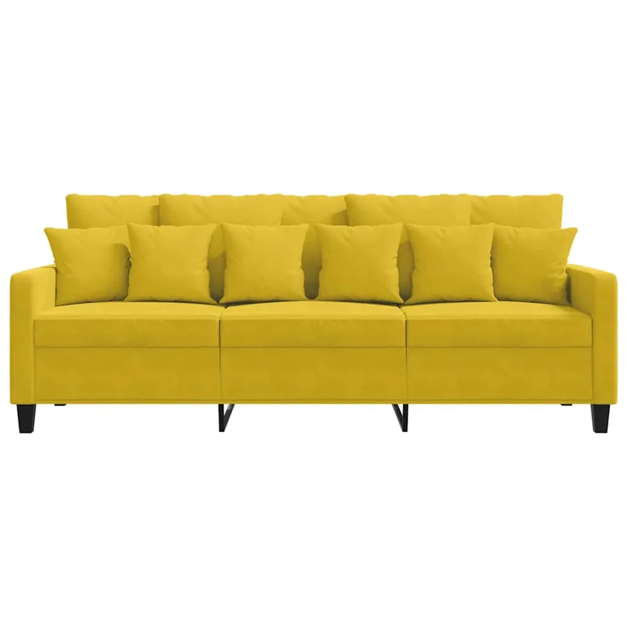Canapé à 3 places Jaune 180 cm Velours - 4