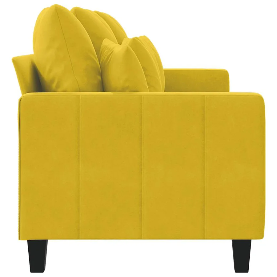 Canapé à 3 places Jaune 180 cm Velours - 5