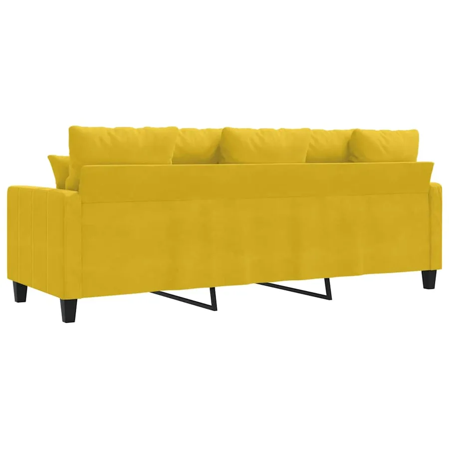 Canapé à 3 places Jaune 180 cm Velours - 6
