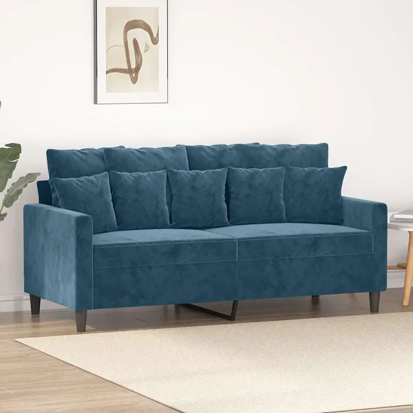 Canapé à 2 places Bleu 140 cm Velours