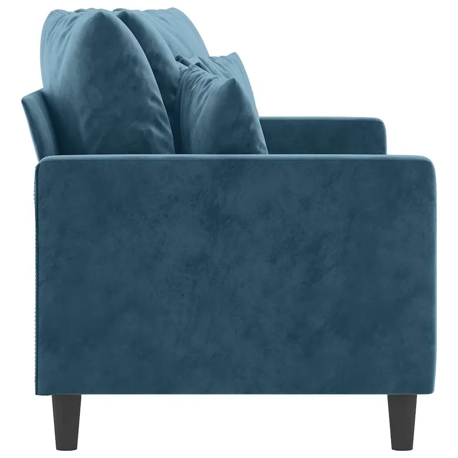 Canapé à 2 places Bleu 140 cm Velours - 4