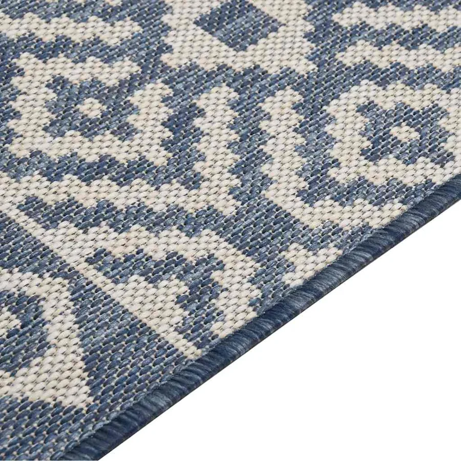 Tapis à tissage plat d'extérieur 140x200 cm Rayures bleues - 4