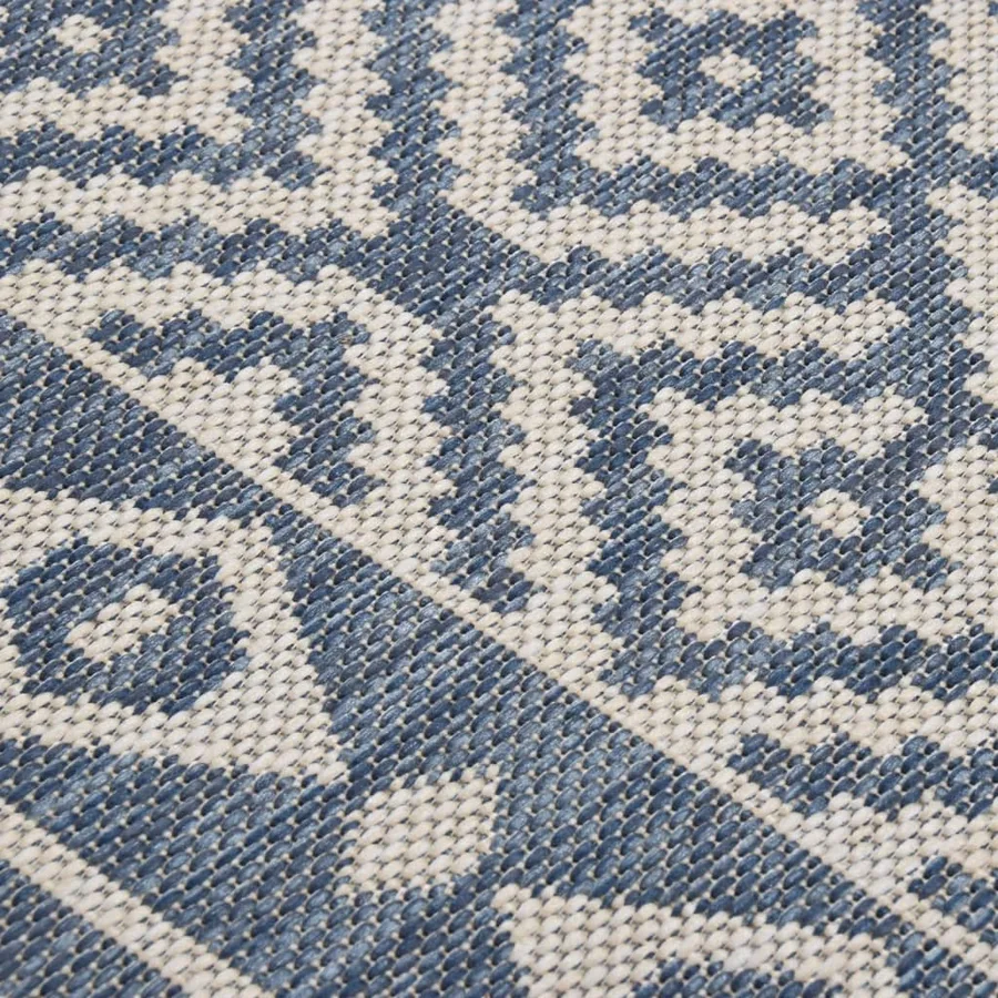 Tapis à tissage plat d'extérieur 140x200 cm Rayures bleues - 5