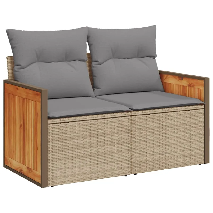 Salon de jardin avec coussins 6 pcs beige résine tressée - 3