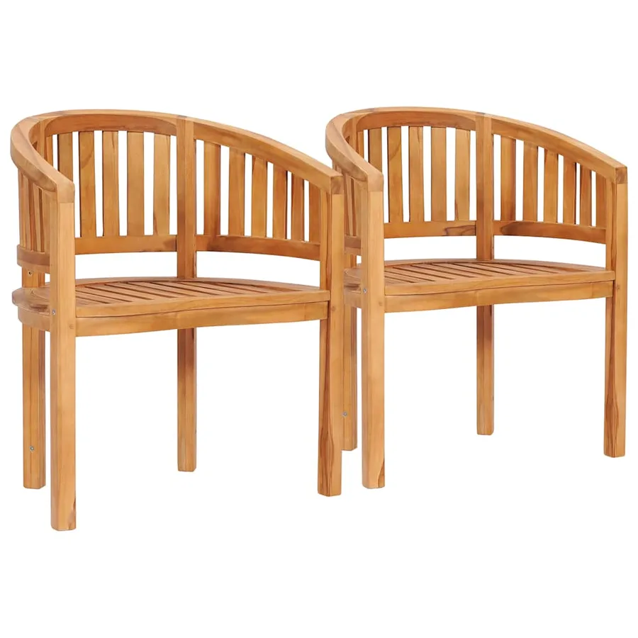 Salon de jardin 5 pcs en forme de banane Bois de teck solide - 5