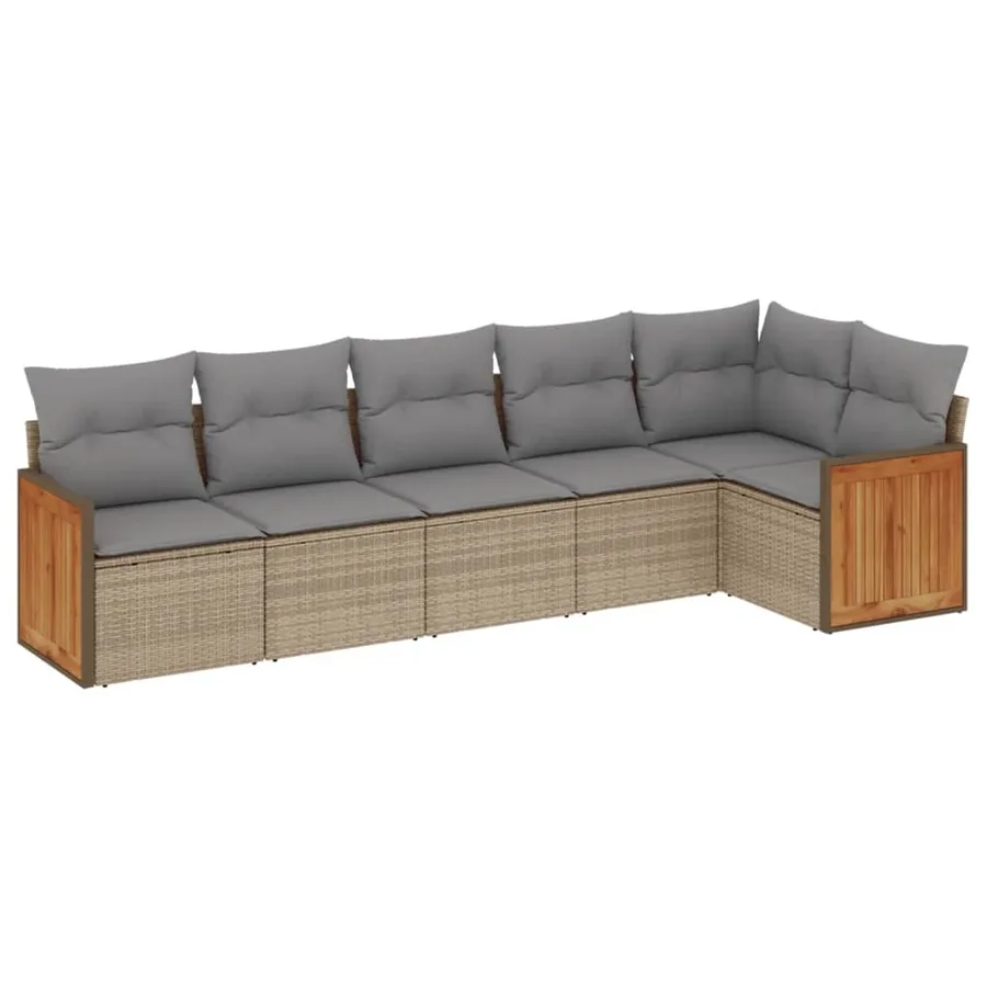 Salon de jardin avec coussins 6 pcs beige résine tressée - 2