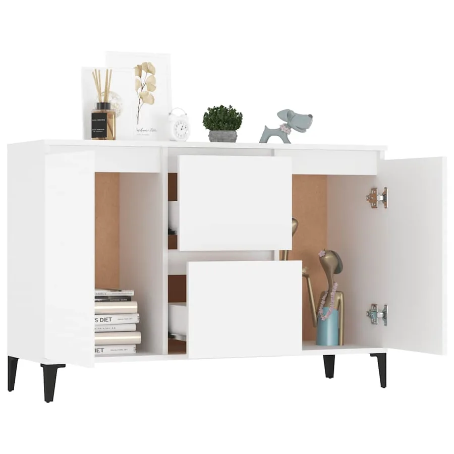 Buffet blanc 102x35x70 cm bois d'ingénierie - 3