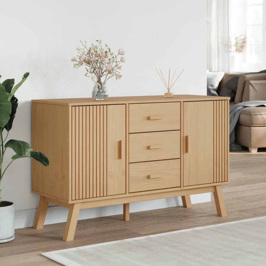 Buffet OLDEN marron 114x43x73,5 cm bois massif de pin - 3