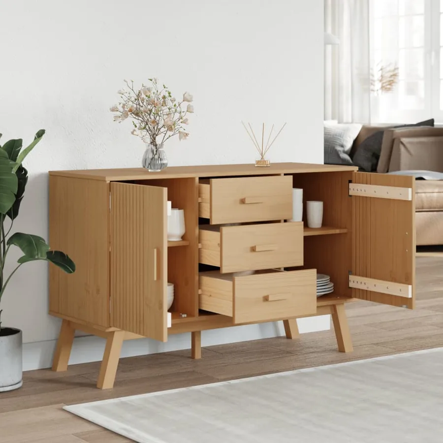 Buffet OLDEN marron 114x43x73,5 cm bois massif de pin - 4