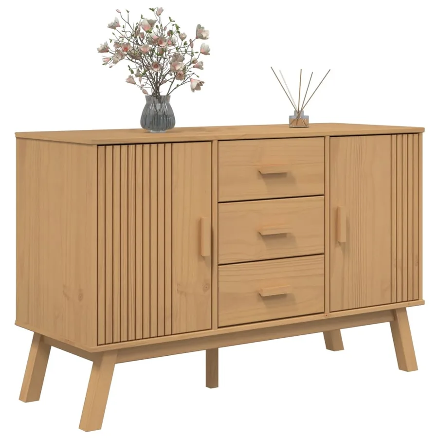 Buffet OLDEN marron 114x43x73,5 cm bois massif de pin - 5