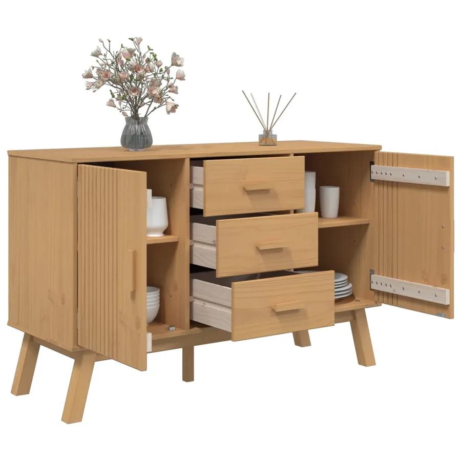 Buffet OLDEN marron 114x43x73,5 cm bois massif de pin - 6