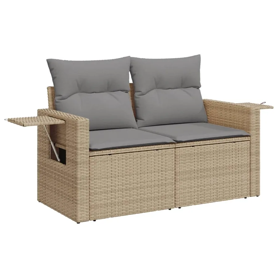 Salon de jardin avec coussins 13 pcs beige résine tressée - 3