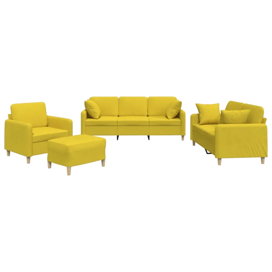 Ensemble de canapés 4 pcs avec coussins jaune clair tissu - 2
