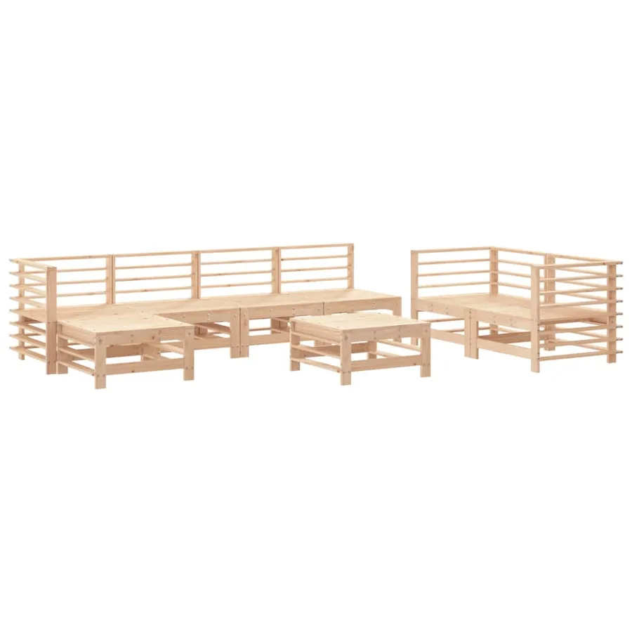 Salon de jardin 8 pcs Bois de pin massif - 2