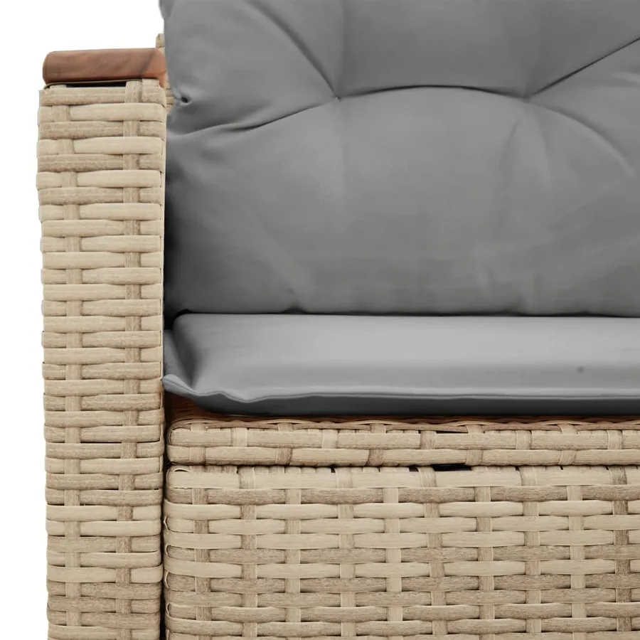Canapé de jardin avec coussins 2 places beige résine tressée - 8