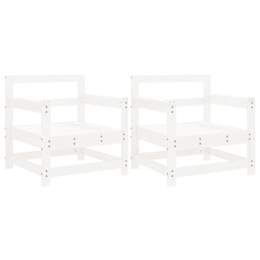 Chaises de jardin lot de 2 blanc bois massif de pin - 2