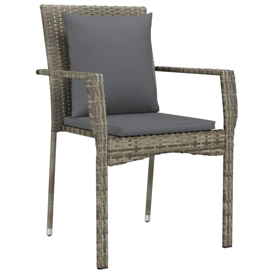 Ensemble à manger de jardin coussins 5 pcs noir et gris - 5