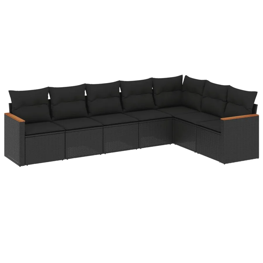 Salon de jardin 7 pcs avec coussins noir résine tressée 62 x 62 x 69 cm - 56,2 kg - 2