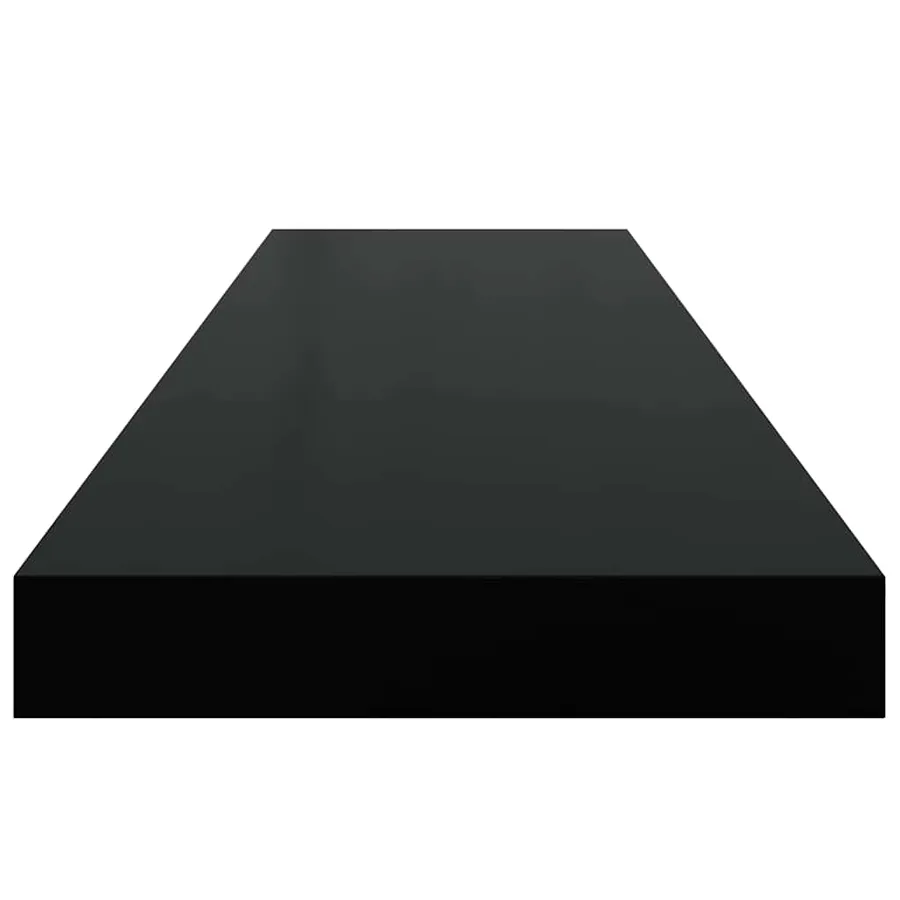 Étagère murale flottante 2 pcs Noir brillant 90x23,5x3,8 cm MDF - 8