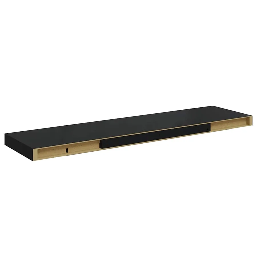 Étagère murale flottante 2 pcs Noir brillant 90x23,5x3,8 cm MDF - 9