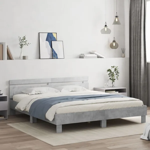 Cadre de lit sans matelas gris béton 160x200 cm
