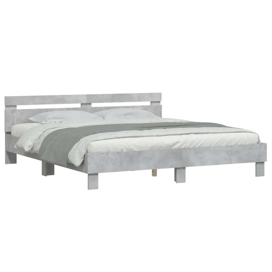 Cadre de lit sans matelas gris béton 160x200 cm - 4