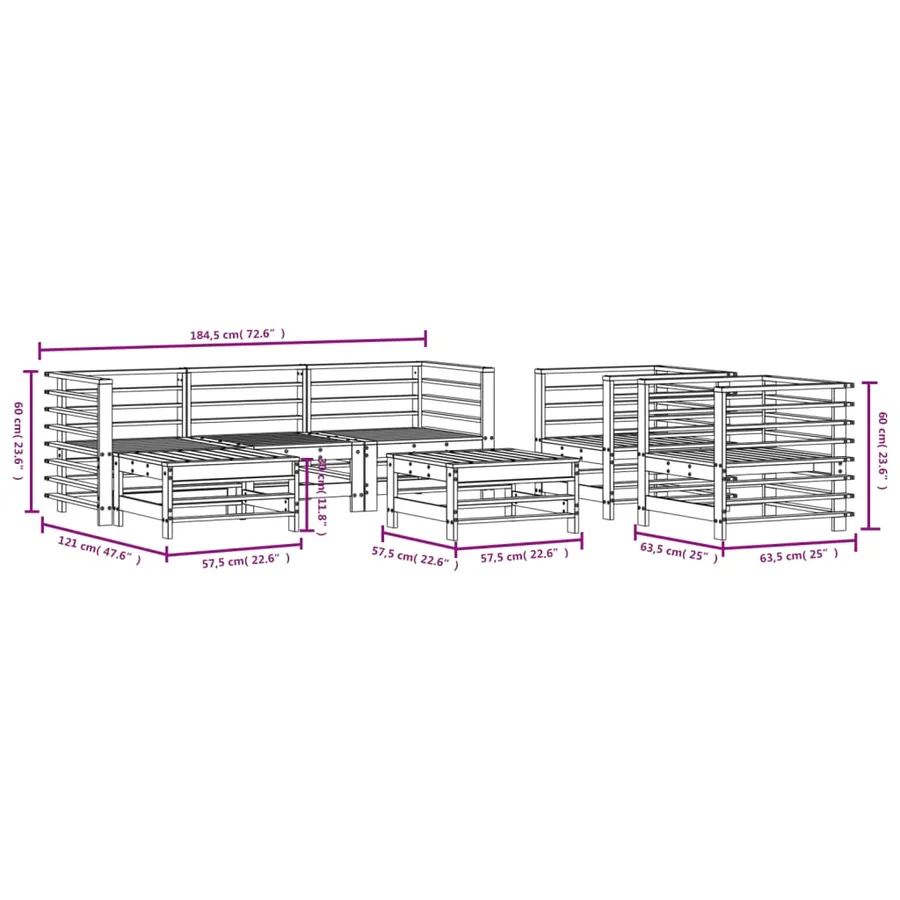 Salon de jardin 7 pcs bois massif douglas - 8