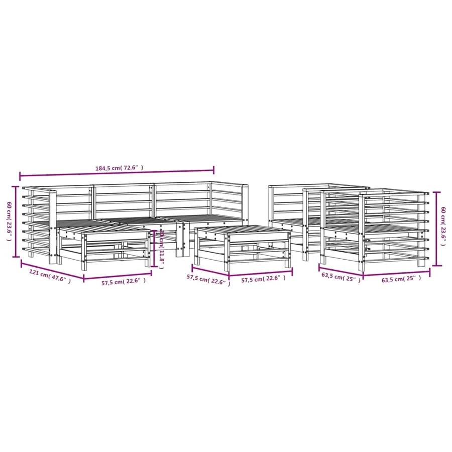 Salon de jardin 7 pcs bois massif douglas - 8
