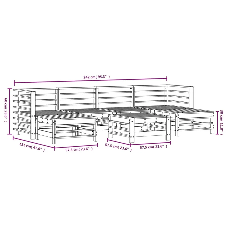 Salon de jardin 7 pcs bois massif douglas - 9
