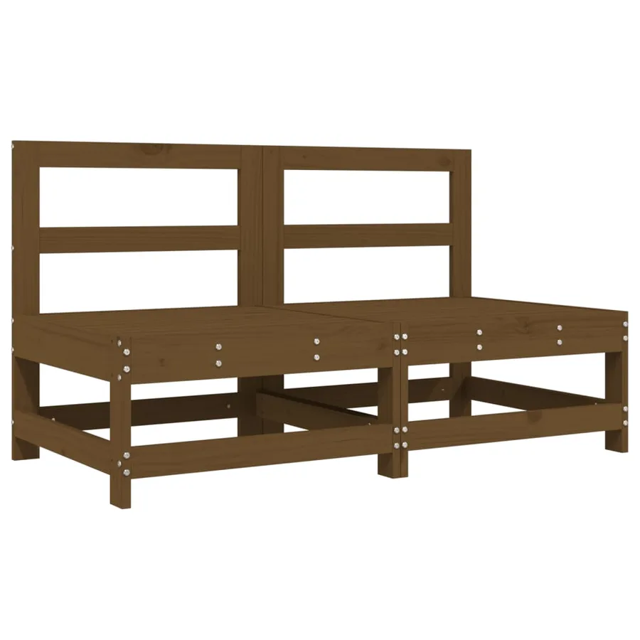 Canapés centraux de jardin 2 pcs marron miel bois de pin solide - 2