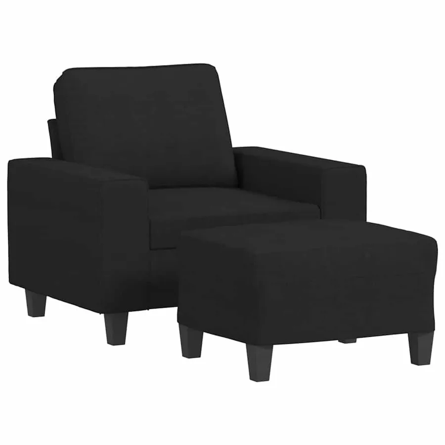 Fauteuil avec repose-pied Noir 60 cm Tissu - 2