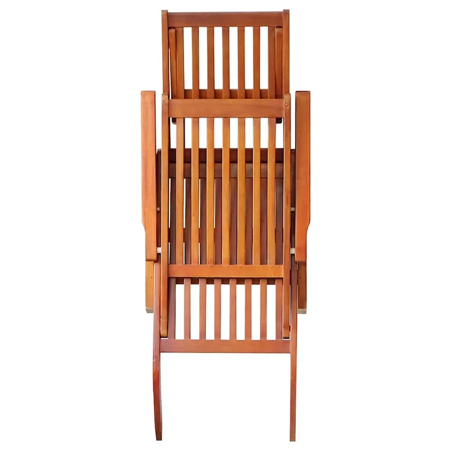 Chaise longue d'extérieur repose-pied et coussin Acacia solide - 4