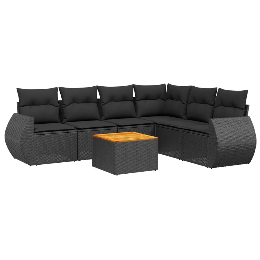 Salon de jardin 7 pcs avec coussins noir résine tressée 62 x 62 x 69 cm - 60,2 kg - 2