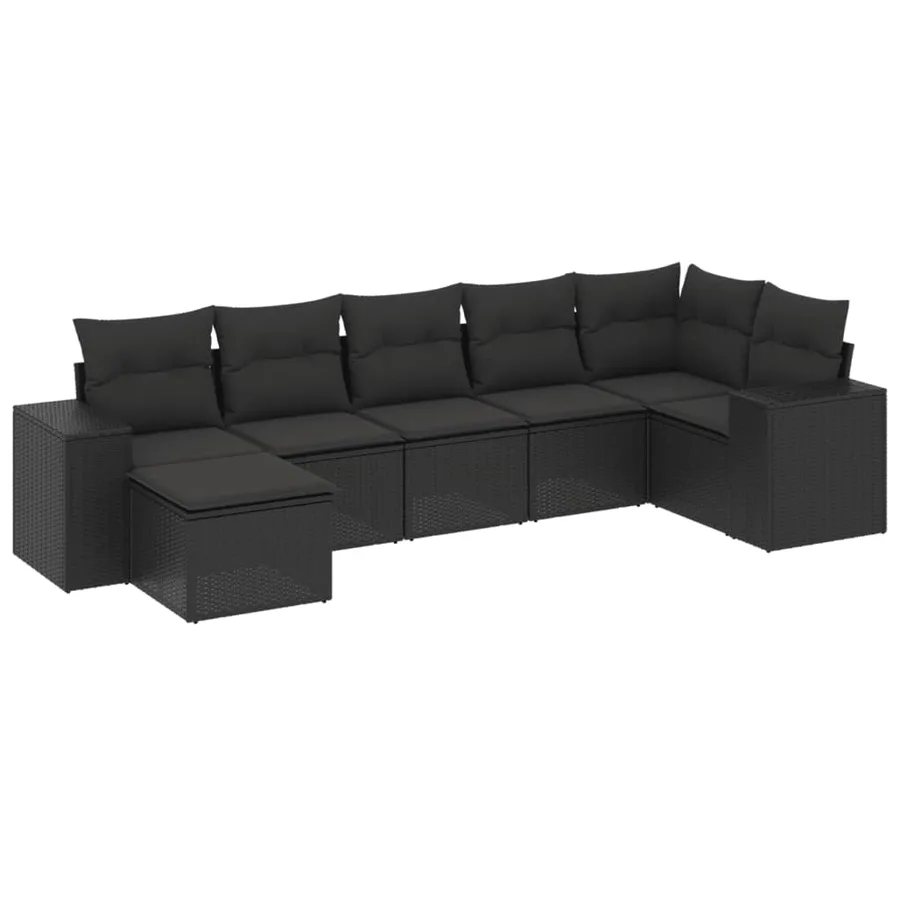 Salon de jardin 7 pcs avec coussins noir résine tressée 62 x 62 x 69 cm - 62,0 kg - 2