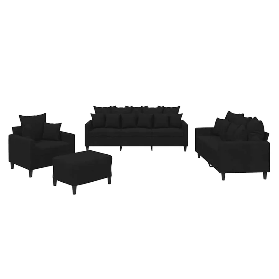 Ensemble de canapés 4 pcs avec coussins Noir Velours - 2