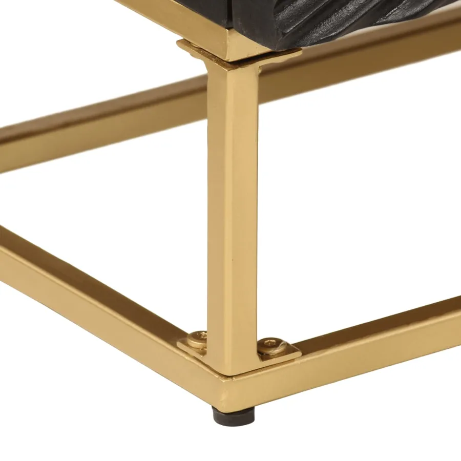 Commode noir 55x30x76 cm bois massif de manguier et fer - 8