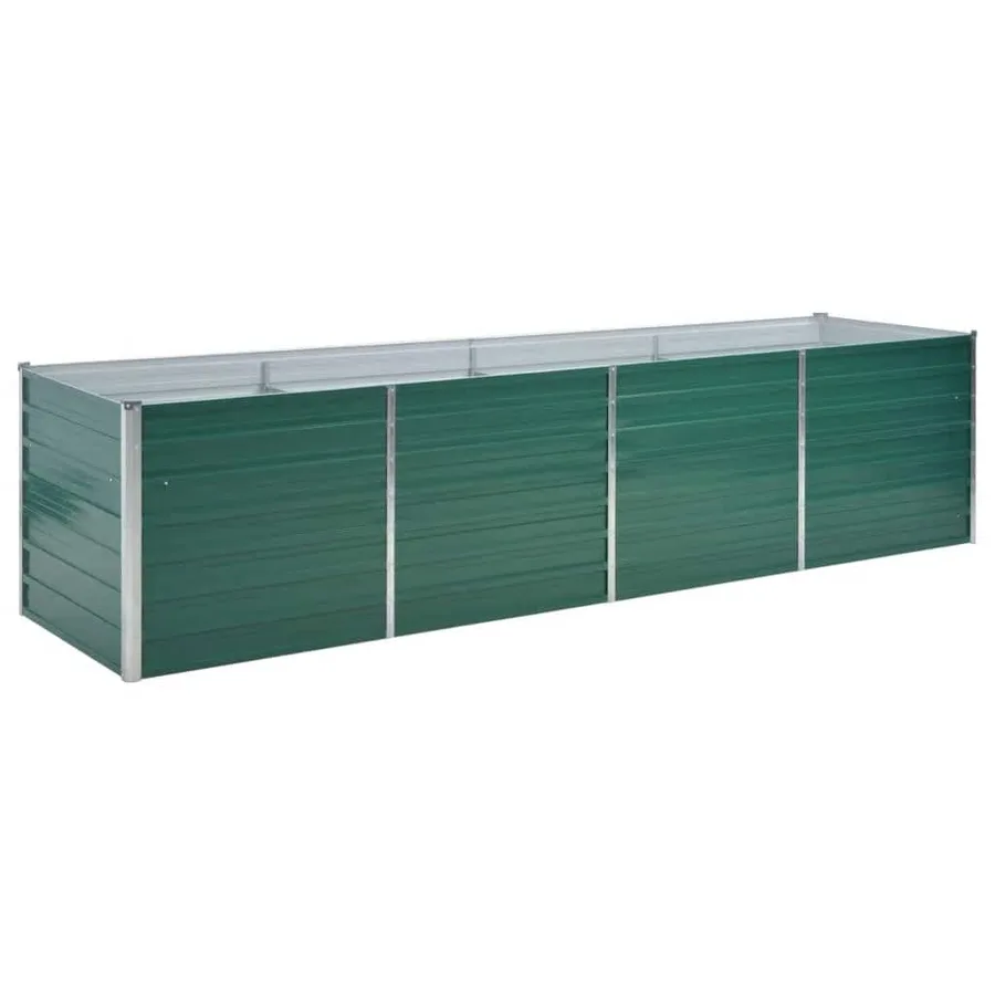 Lit surélevé de jardin Acier galvanisé 320x80x77 cm Vert - 2