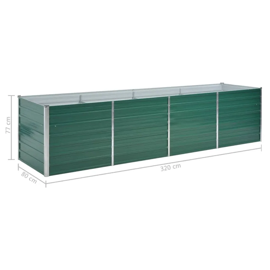 Lit surélevé de jardin Acier galvanisé 320x80x77 cm Vert - 8