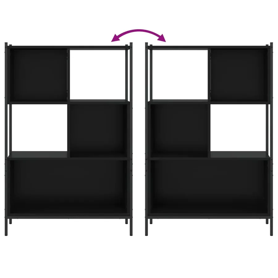 Bibliothèque noir 72x28x109 cm bois d'ingénierie - 8