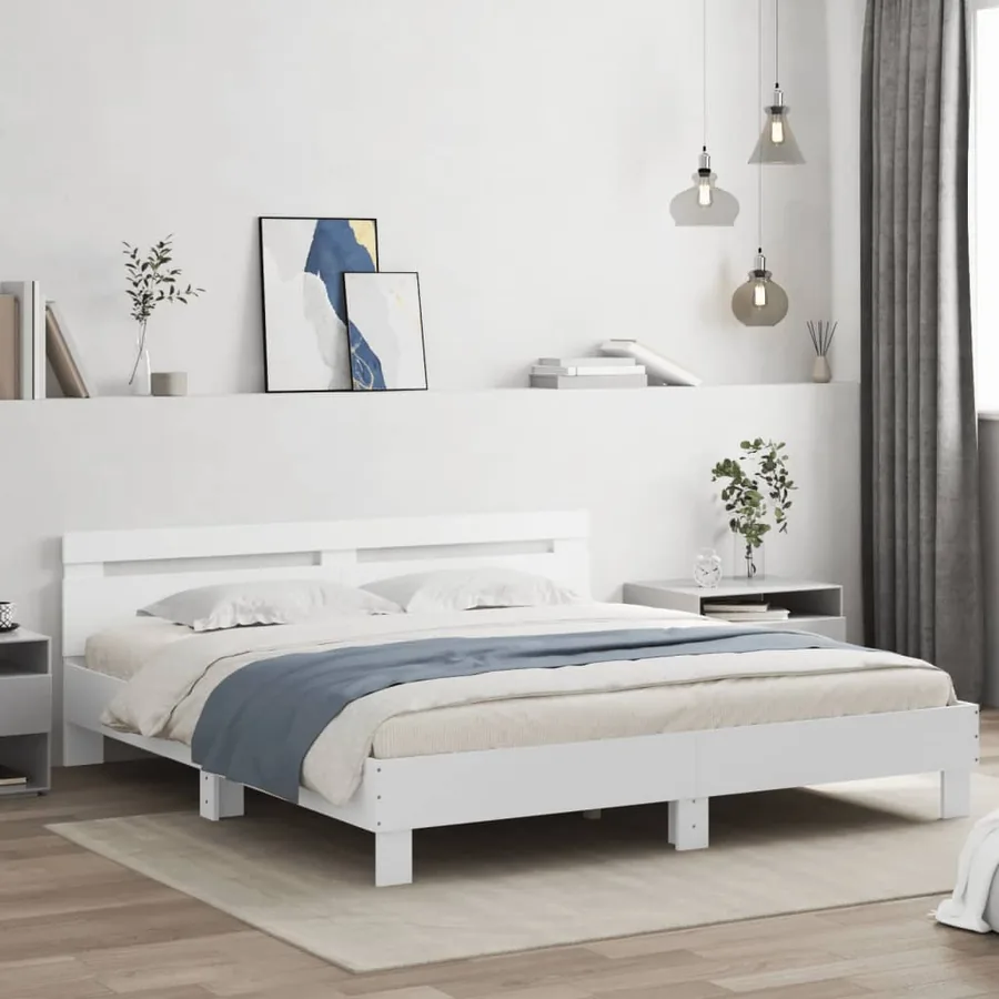 Cadre de lit sans matelas blanc 200x200 cm