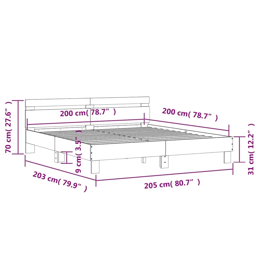 Cadre de lit sans matelas blanc 200x200 cm - 10