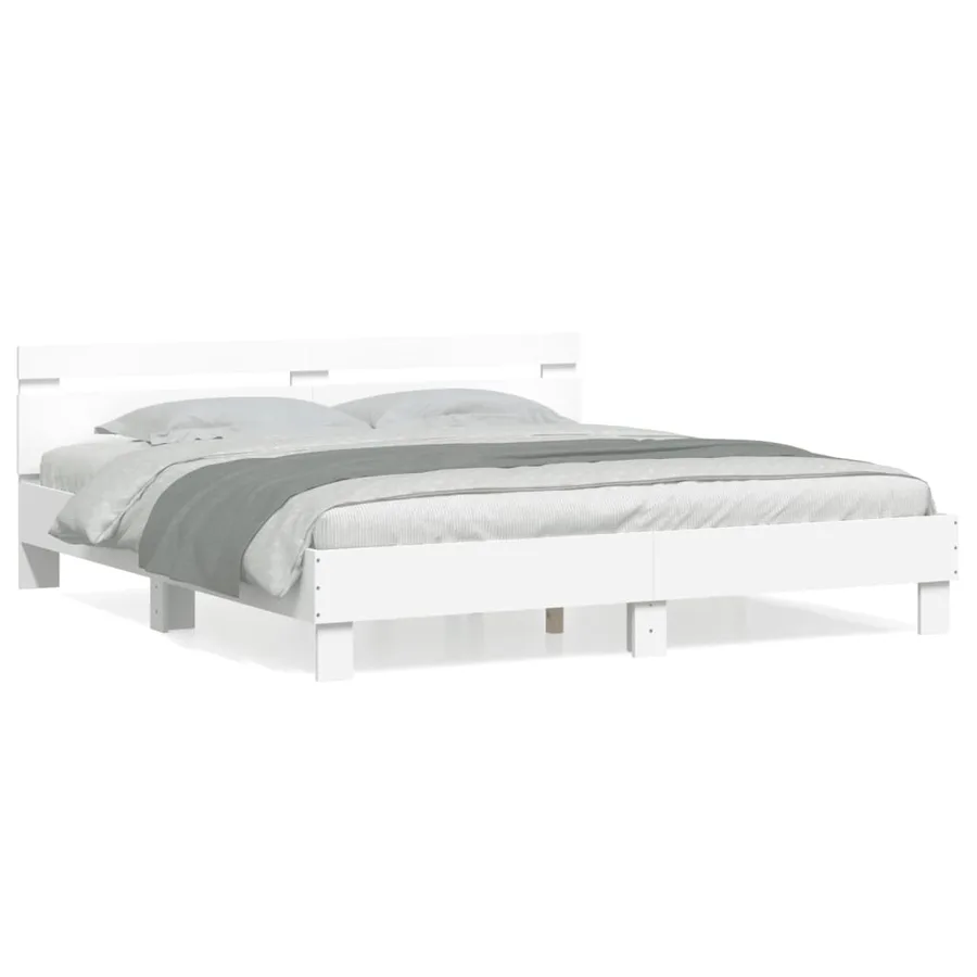 Cadre de lit sans matelas blanc 200x200 cm - 2