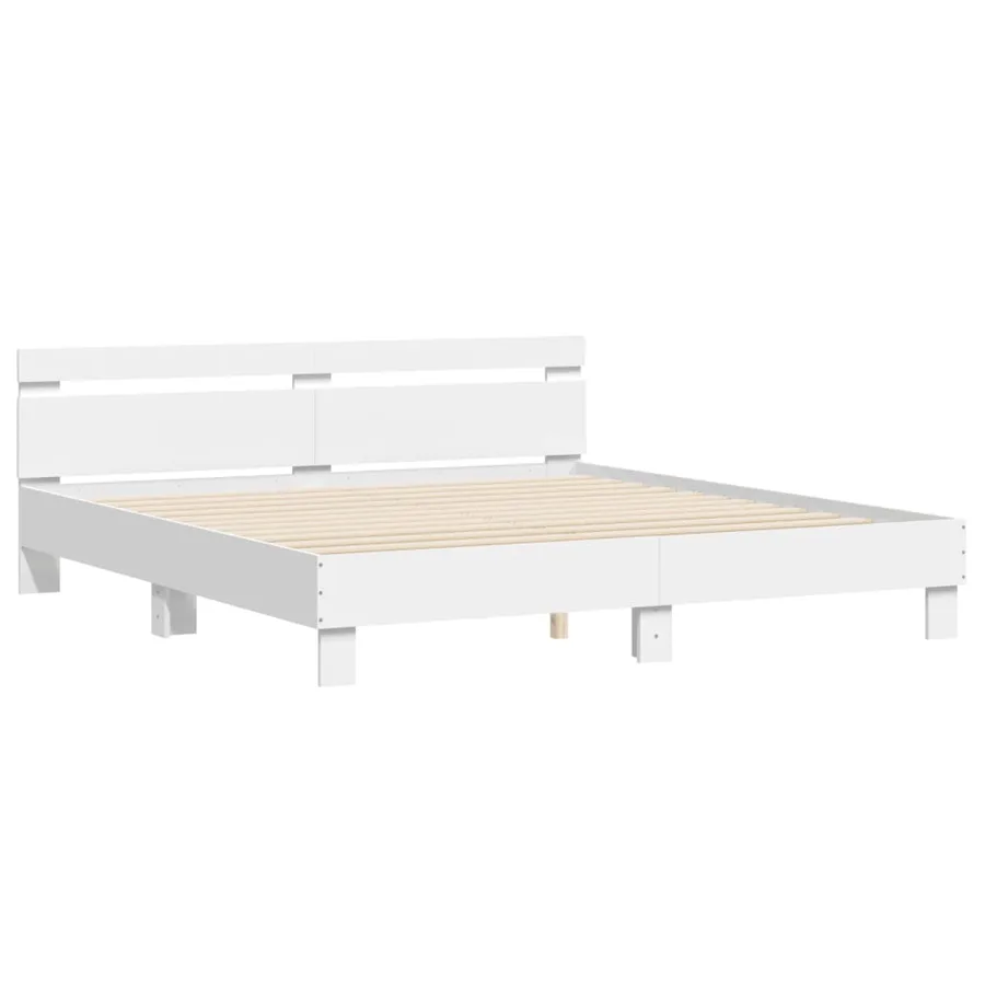 Cadre de lit sans matelas blanc 200x200 cm - 4