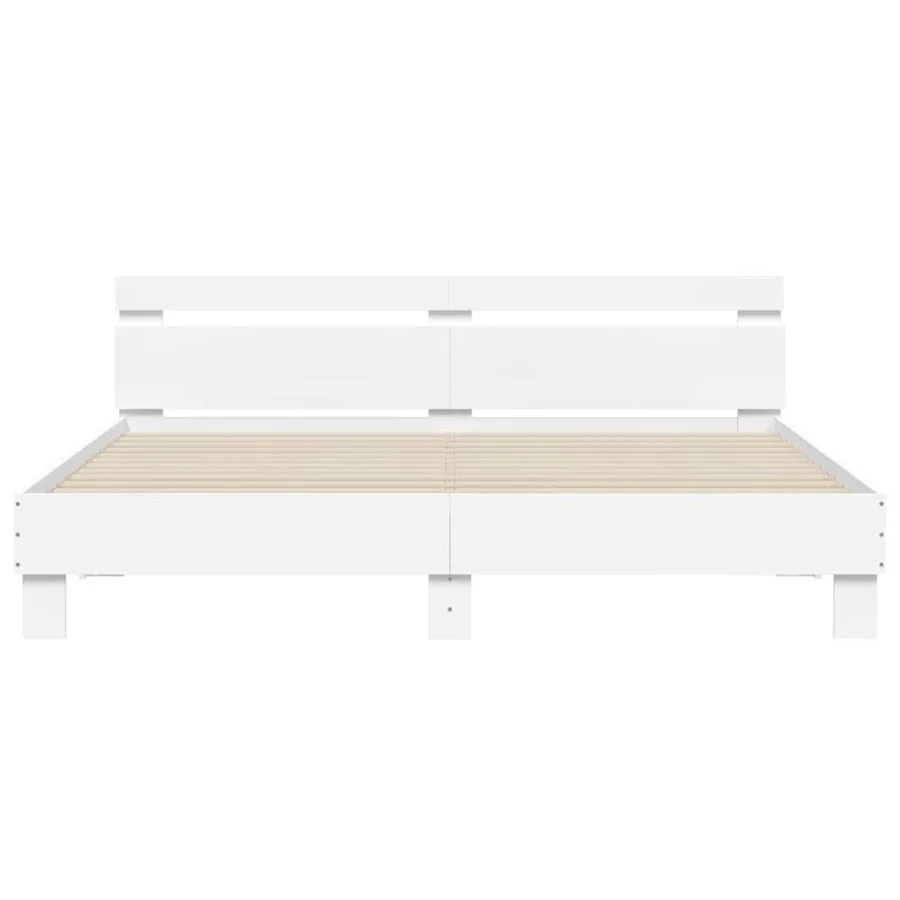 Cadre de lit sans matelas blanc 200x200 cm - 5