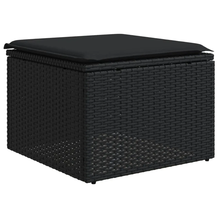 Salon de jardin 8 pcs avec coussins noir résine tressée - 7