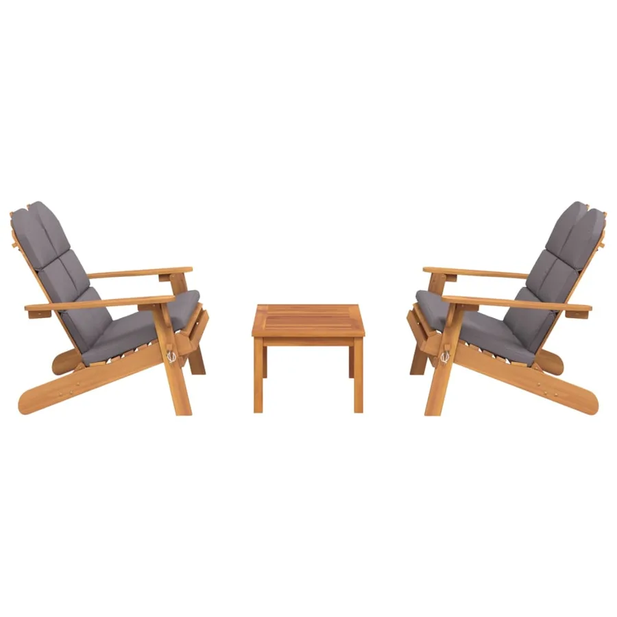 Ensemble de salon de jardin Adirondack 3 pcs bois acacia solide - 3