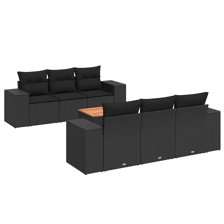 Salon de jardin 7 pcs avec coussins noir résine tressée 55 x 62 x 69 cm - 64,2 kg - 2